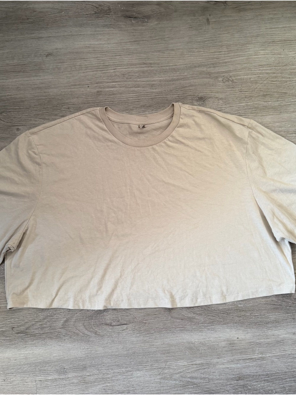 & Other Stories Boxy Crewneck Crop Tee - Light Beige